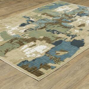 Ross Beige/Multi 2 ft. x 8 ft. Abstract Distressed Polypropylene/Polyester Fringed Indoor Runner Area Rug