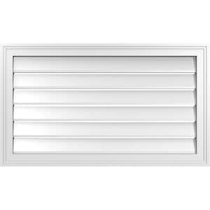 34 in. x 20 in. Vertical Surface Mount PVC Gable Vent: Functional with Brickmould Frame