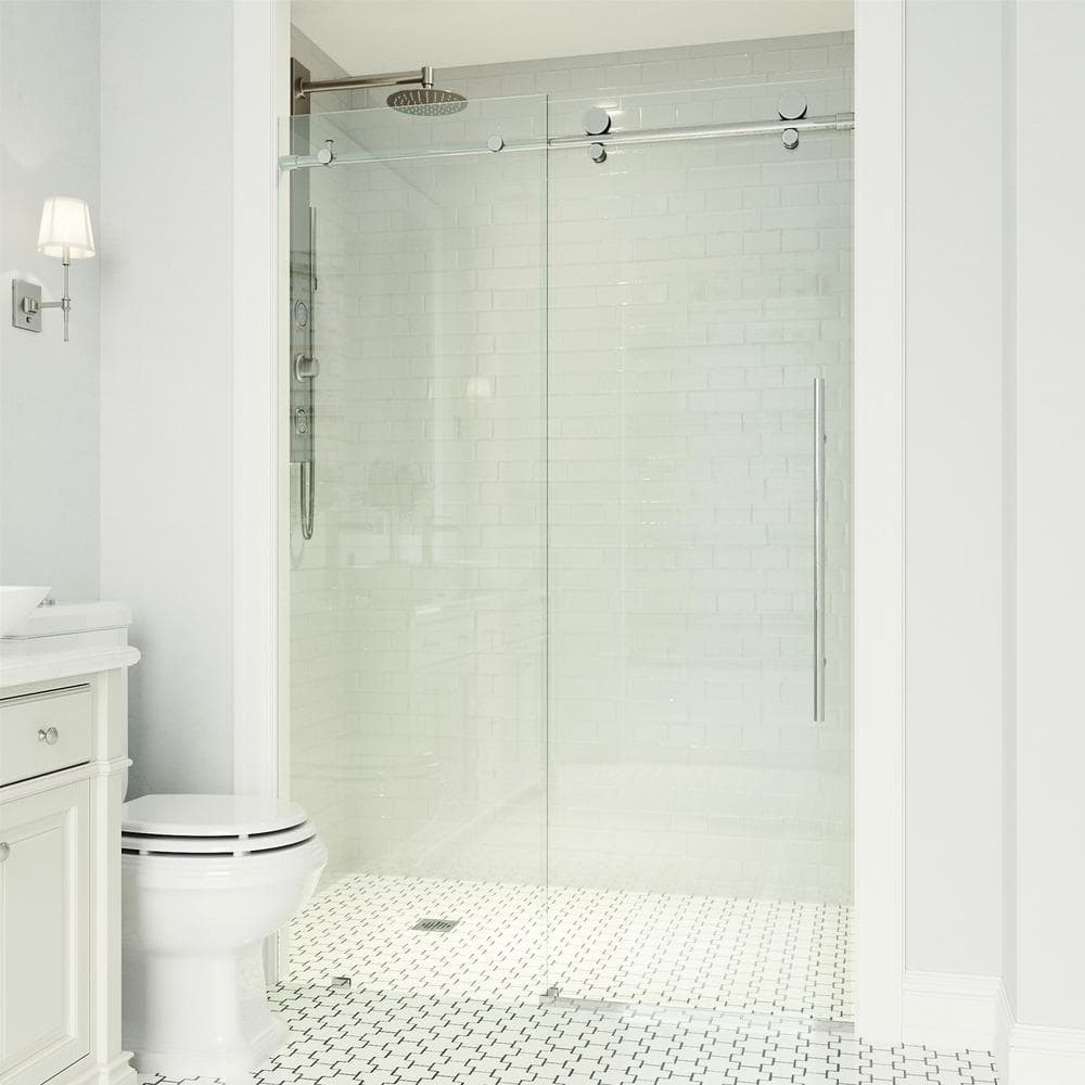 Elan E-Class Frameless Chrome Sliding Shower Door with Clear Glass