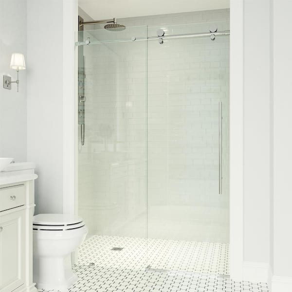 VIGO Elan Frameless Adjustable Sliding Shower Door with Clear