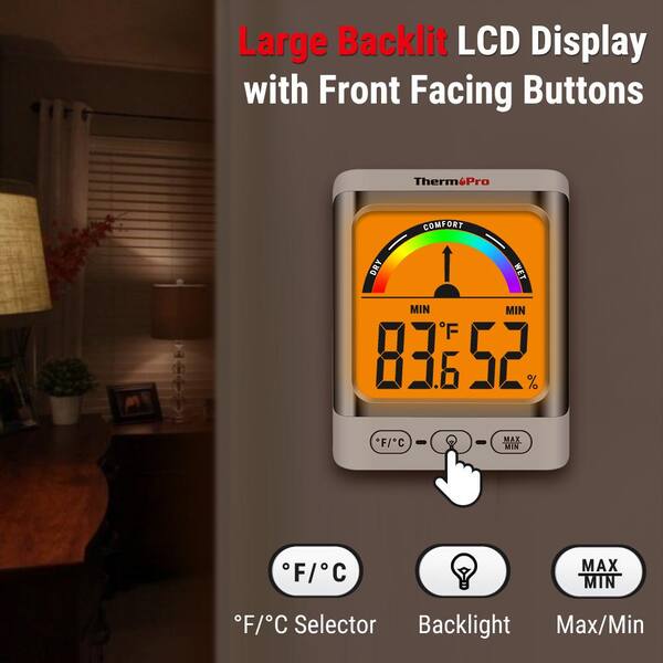 Desk Thermometer Hygrometer Monitor jumbo screen interior temperature 