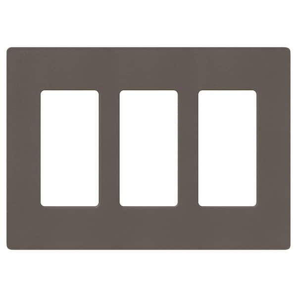 Lutron Claro 3 Gang Wall Plate for Decorator/Rocker Switches, Satin, Truffle (SC-3-TF) (1-Pack)