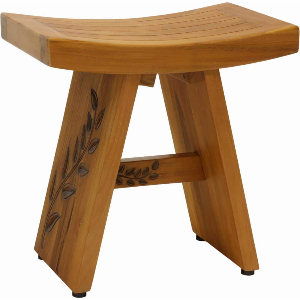 18 in. x 12 in. Asia Artisan Freestanding Teak Shower Bench Walk in Shower 