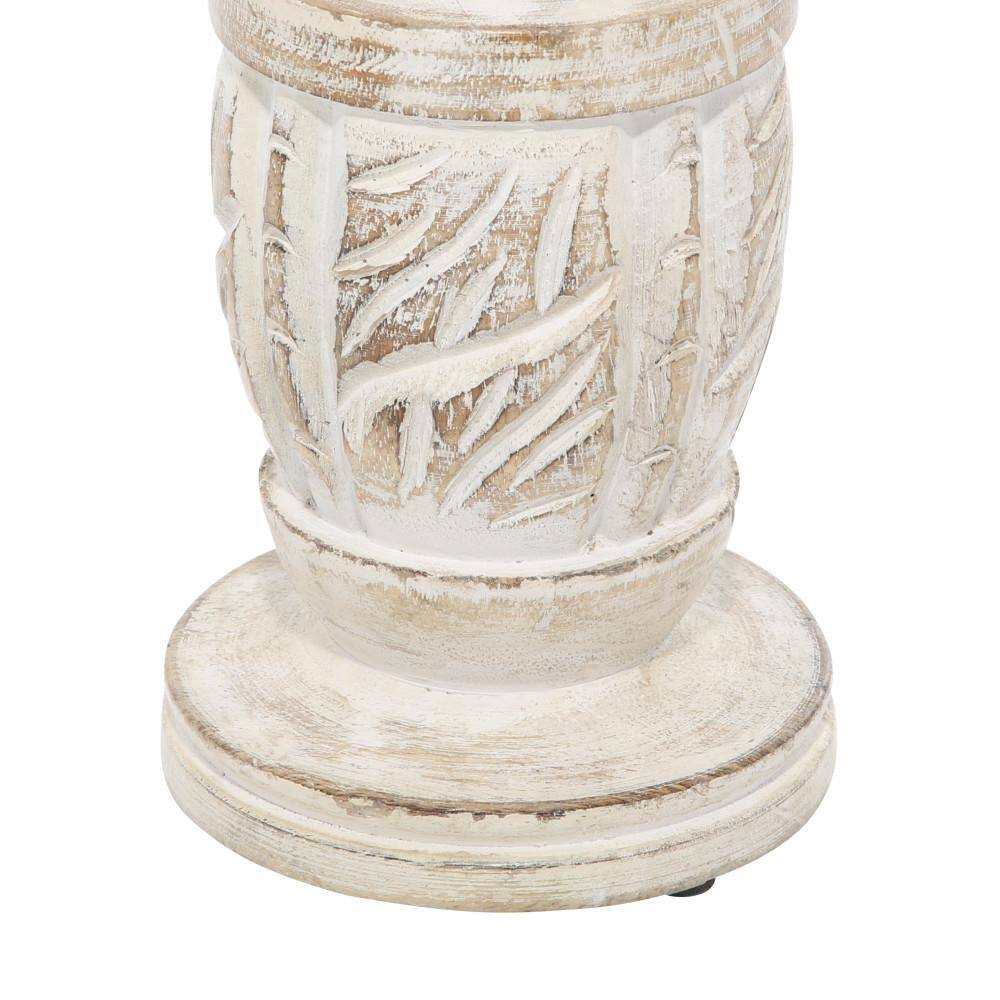 Radiant Elegance White Washed Wood Candlestick Trio, Set of 3