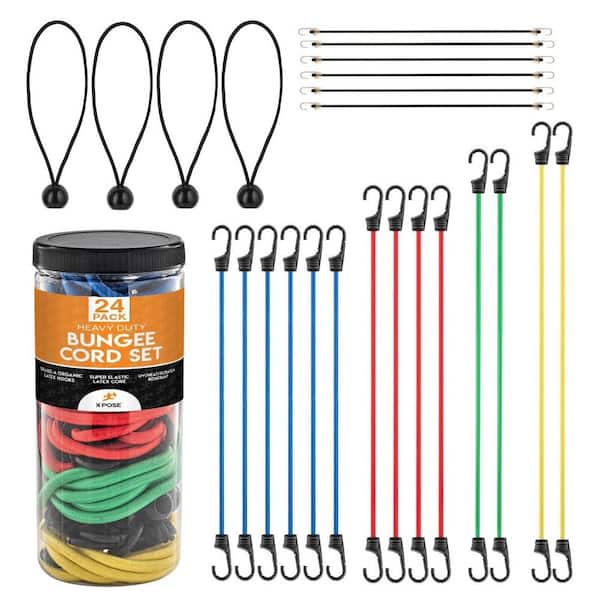 XPOSE SAFETY Heavy Duty Bungee Cords Kit - 24 pack - Assorted Sizes