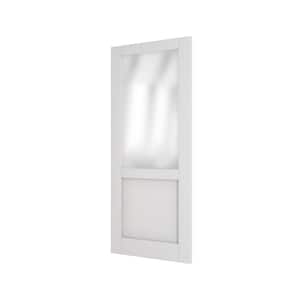 30 in. x 80 in. MDF 1/2-Lite Frosted Glass Solid White Primed, Standard Interior Door Manufactured Wood Single Slab