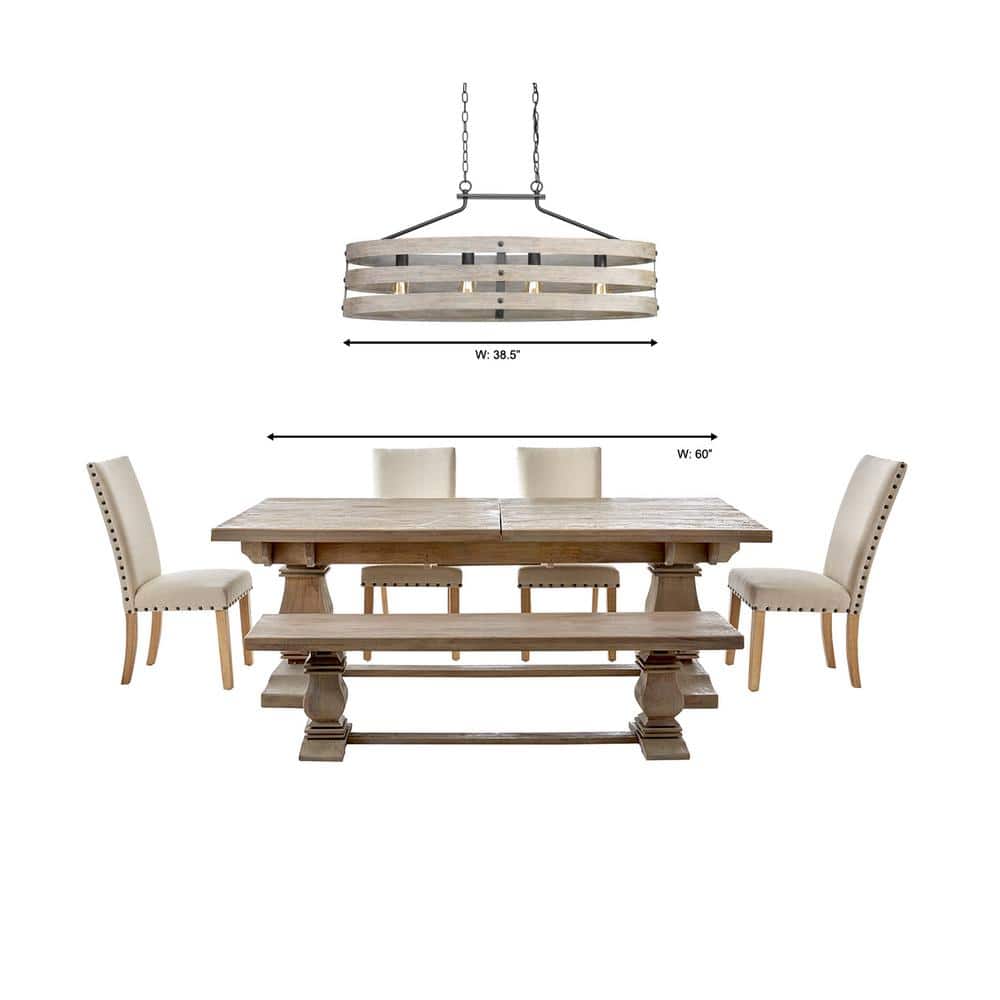 Gulliver Graphite and Weathered Gray 4-Light Linear Chandelier