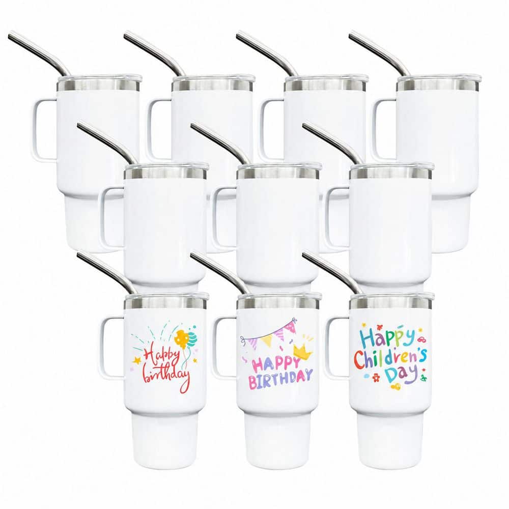 10-Pack 3 oz Mini Stainless Steel Sublimation Shot Glass Tumblers with Lids, Straws and Handles, White price history on PriceWatchPro