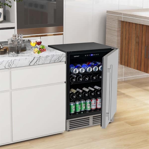 20.5 in. Single Zone 190-Cans Beverage and Wine Cooler in Silver