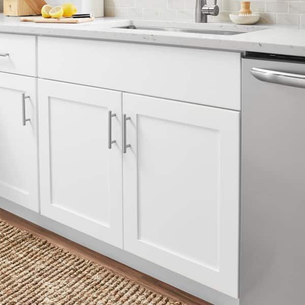 Avondale 36 in. W x 24 in. D x 34.5 in. H Ready to Assemble Plywood Shaker Sink Base Kitchen Cabinet in Alpine White