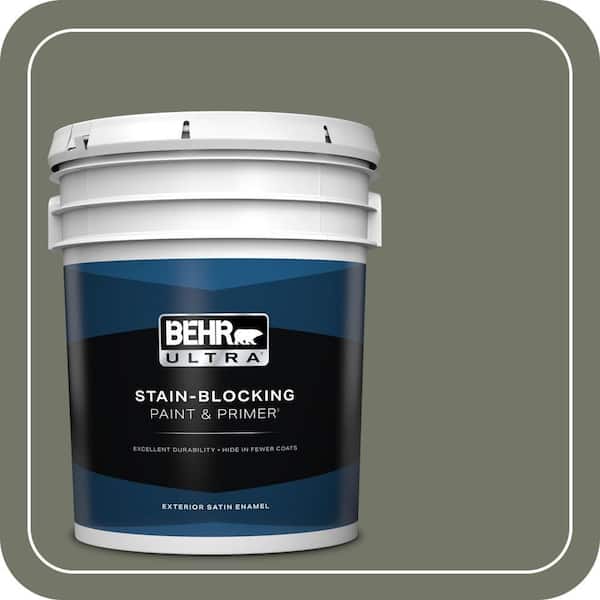 BEHR ULTRA 5 gal. #PPU10-19 Conifer Green Satin Enamel Exterior Paint & Primer