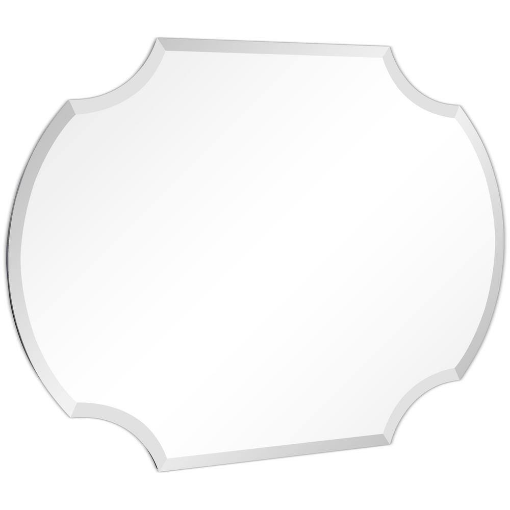 Frameless Beveled Rectangular Black Matte Bathroom Mirror, 28" x 38"