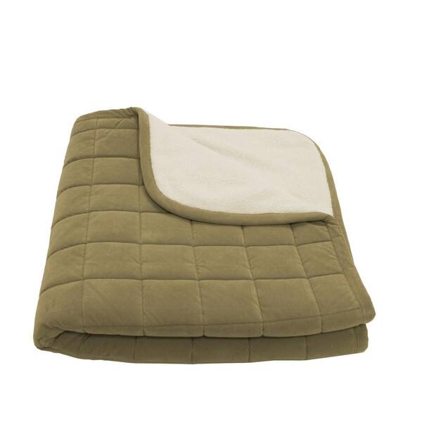 Carolina Pet Company Small Sage Box Quilt Microfiber and Sherpa Throw Bed-DISCONTINUED