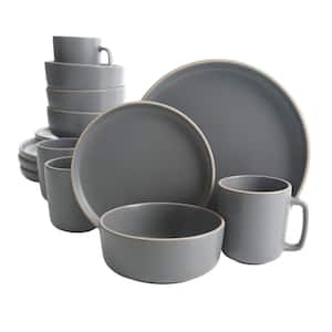Zuma 16-Piece Modern Gray Matte Stoneware Dinnerware Set (Service for 4)