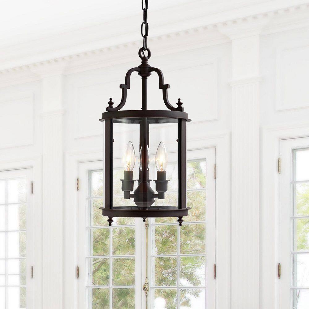 Desire Bronze Mini Drum Pendant with Clear Glass Shade