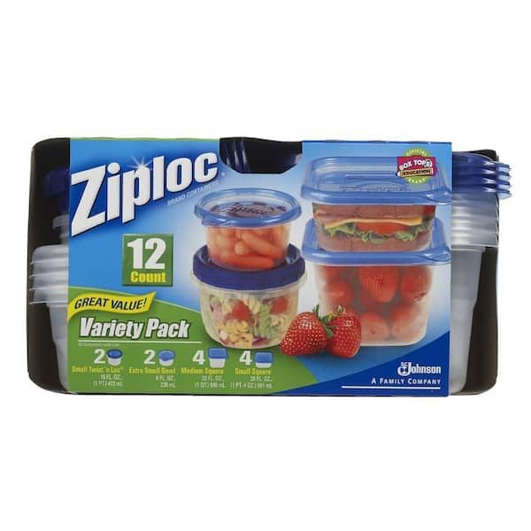 Ziploc 8 oz., 16 oz., 20 oz., 32 oz. Plastic Storage Containers Variety Lids (16 per Pack) (6 per Carton)