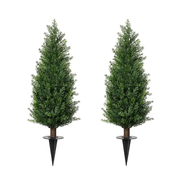 3ft Artificial Cypress Tree Prelit Solar LED UV-Resistant Outdoor