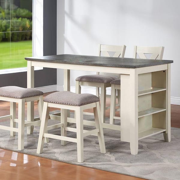 Modern Style 30 in. Cream and Gray Wooden 4 Legs Counter Height Dining Table Set (Seats 4)