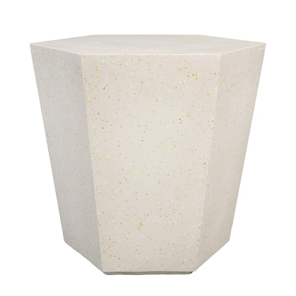 UPHA 24 in. Beige Hexagon Terrazzo Outdoor Coffee Table, Patio Side Table
