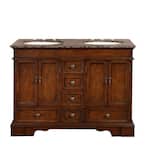 48 in. W x 22 in. D Vanity in Red Chestnut with Granite Vanity Top in Baltic Brown with Ivory Basin