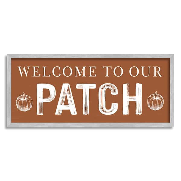Stupell Industries Welcome Pumpkin Patch by Lettered and Lined 1-Piece Framed Graphic Print Typography Poster Art Print 24 in. x 10 in.