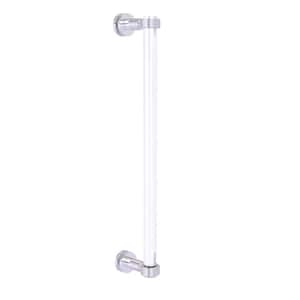 Clearview 18 in. Single Side Shower Door Pull with Groovy Accents in Satin Chrome