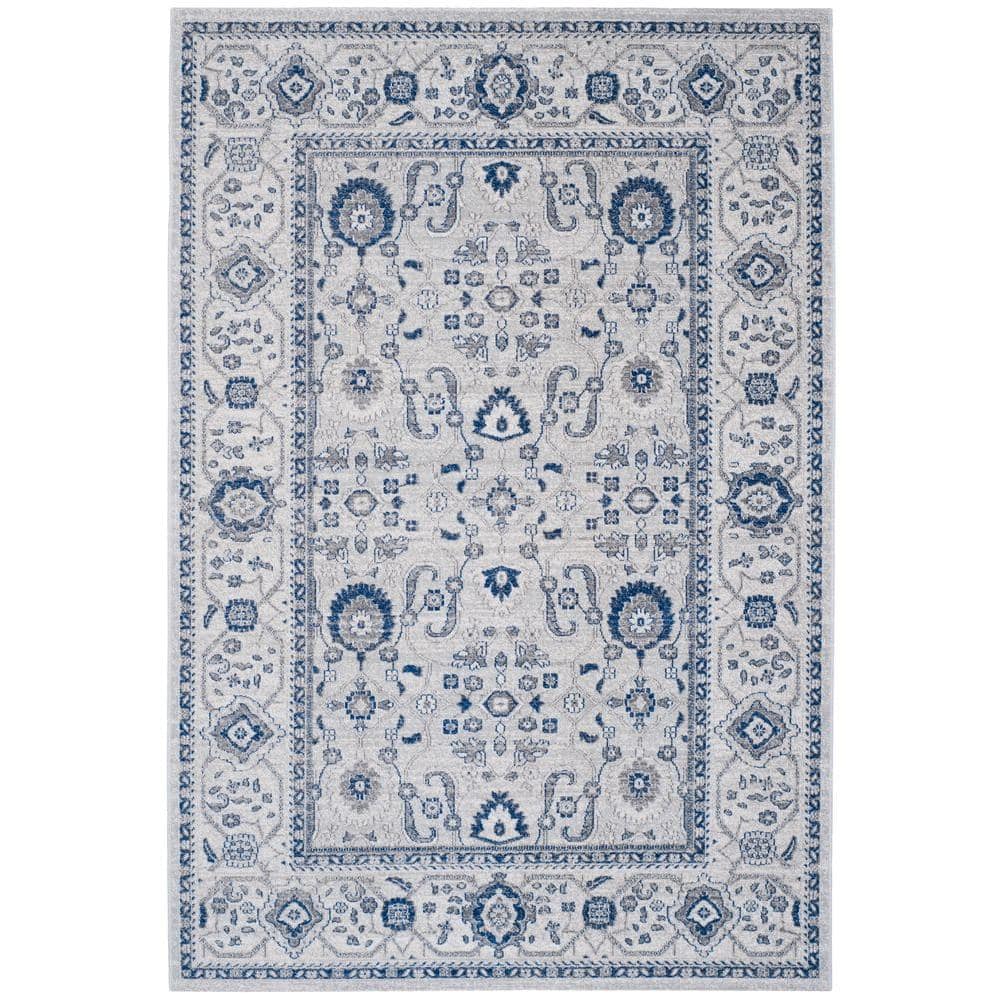 SAFAVIEH Artisan Silver 4 ft. x 6 ft. Border Floral Geometric Area Rug ...