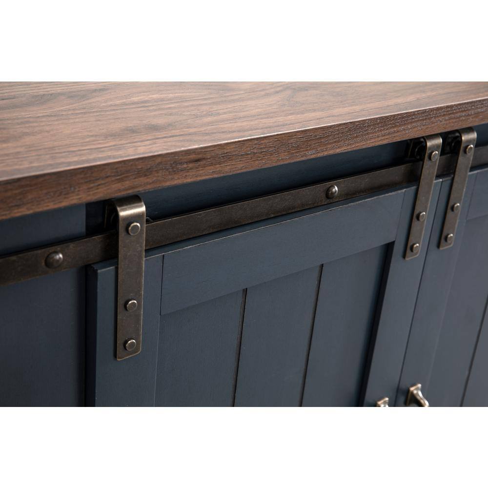 Navy 59'' Engineered Wood TV Stand with Sliding Barn Door