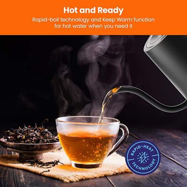 Chefman Black 0.8L Gooseneck Electric Kettle with Temperature Control