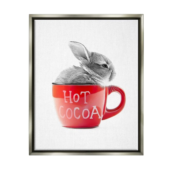Stupell Industries Bunny in Red Mug by Annalisa Latella 1-Piece Floater Frame Graphic Print Animal Poster Art Print 21 in. x 17 in.