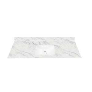 61 in. W x 22 in. Vanity Top in Calcutta Blanc with Single White Sink and 4 in. Faucet Spread