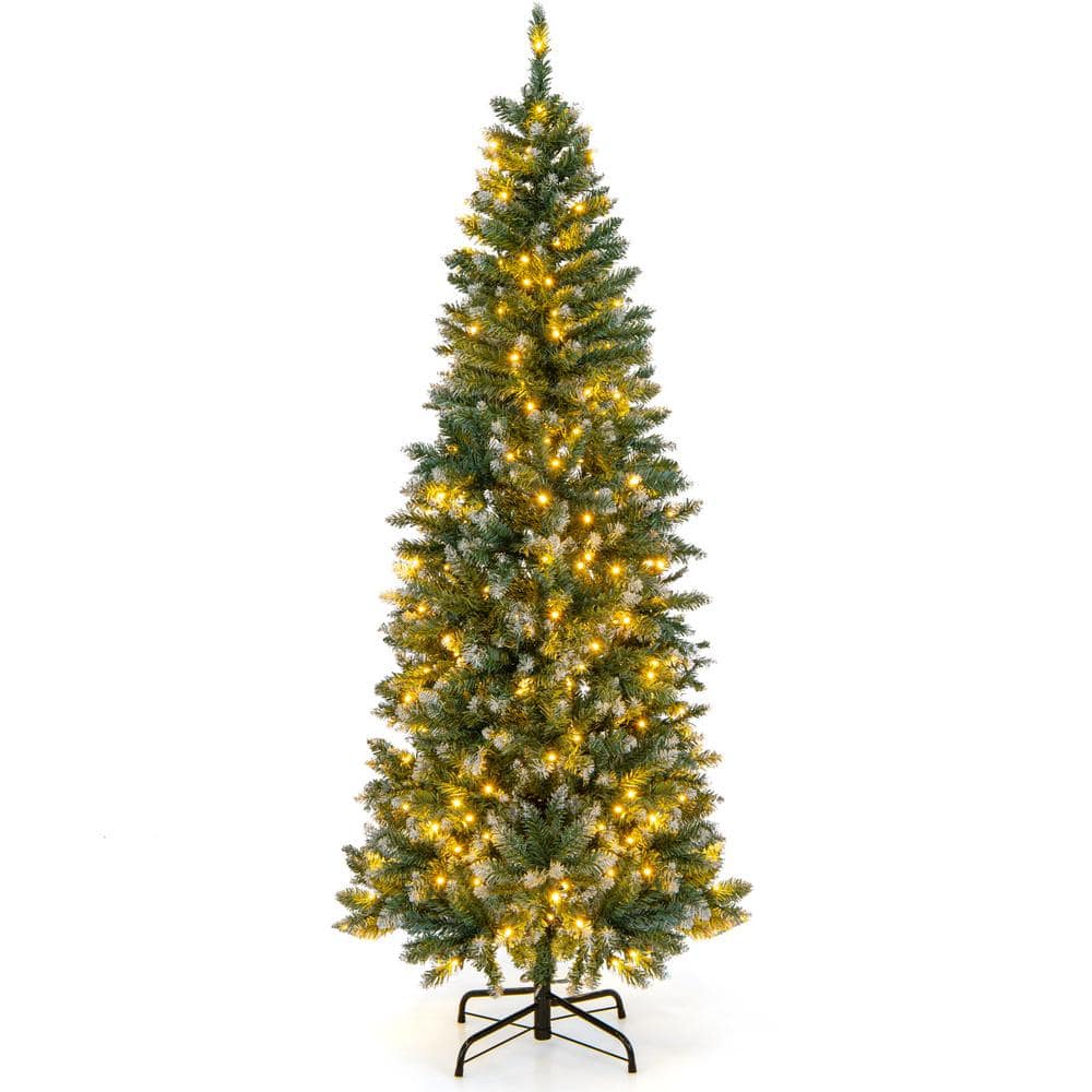 ANGELES HOME 6 ft. Green PreLit Artificial Christmas Tree with 618Snowy Branch Tips 8CK22