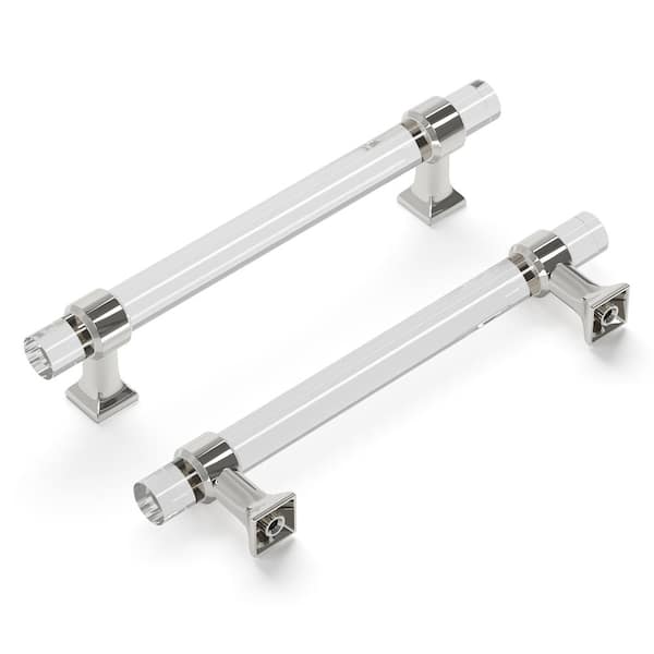 HICKORY HARDWARE Crystal Palace 5-1/16 in. (128 mm) Center to Center Crysacrylic with Polished Nickel Glam Zinc Bar Pull (10 Pack )