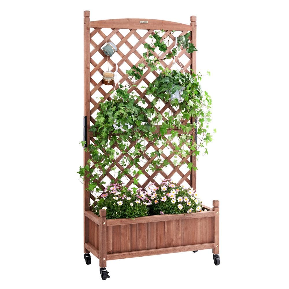 VEVOR Wood Planter 30 in. x 13 in. x 61.4 in. Outdoor Raised Garden Bed