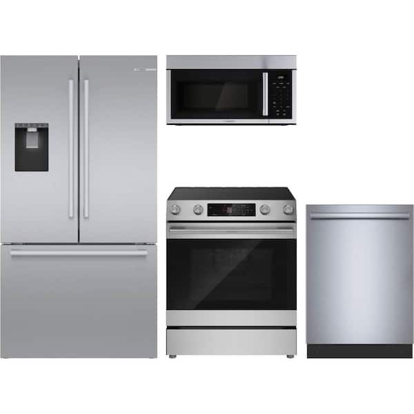 21.6 cu. Ft. Smart Counter Depth French Door Refrigerator with 5 Burner Slide in Electric Range and 46 dBA Dishwasher