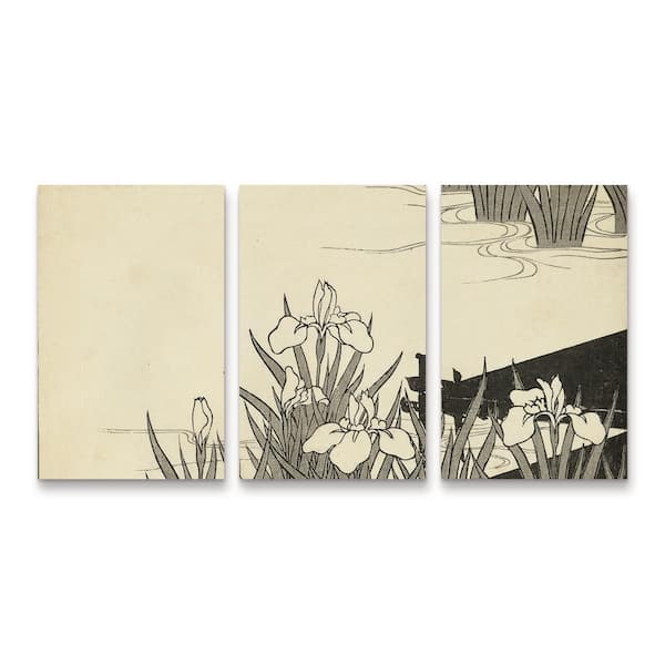 Trademark Fine Art Unknown Japanese Irises A 3 Piece Panel Set Unframed Photography Wall Art 19 in. x 36 in