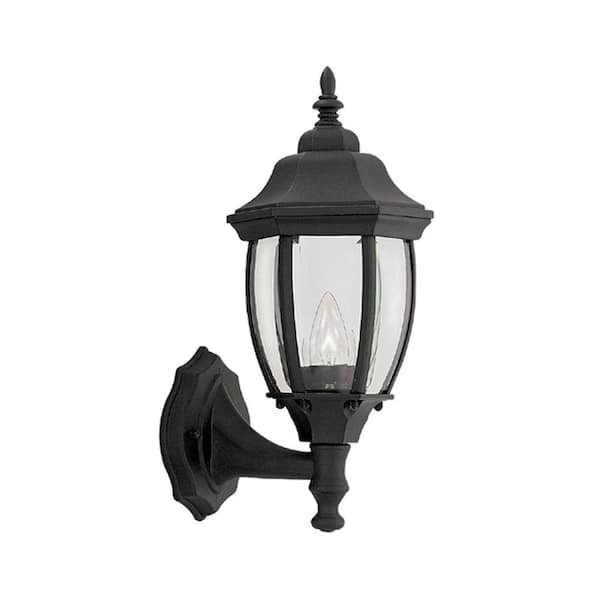 Designers Fountain Tiverton 16.25 in. Black 1-Light Outdoor Line Voltage Wall Sconce with No Bulb Included