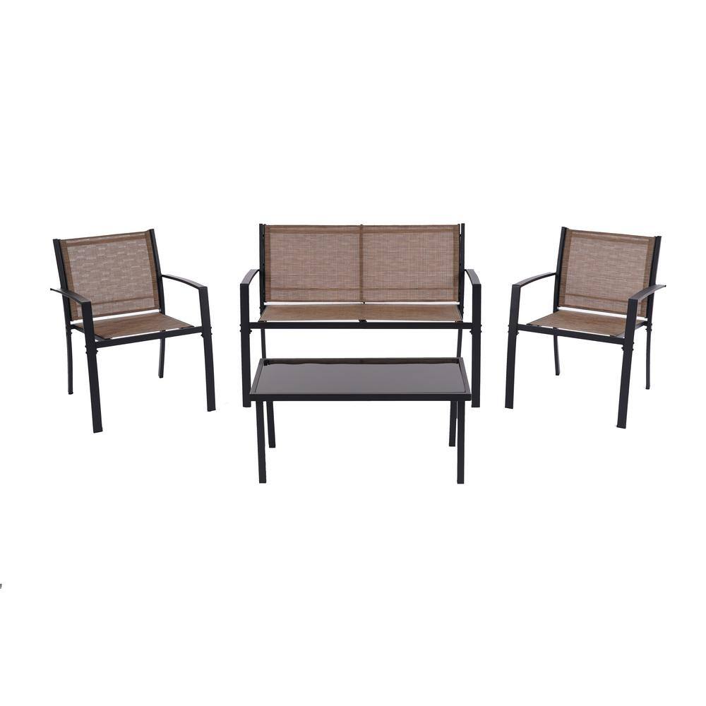 4-Piece Metal Patio Conversation Set in Taupe