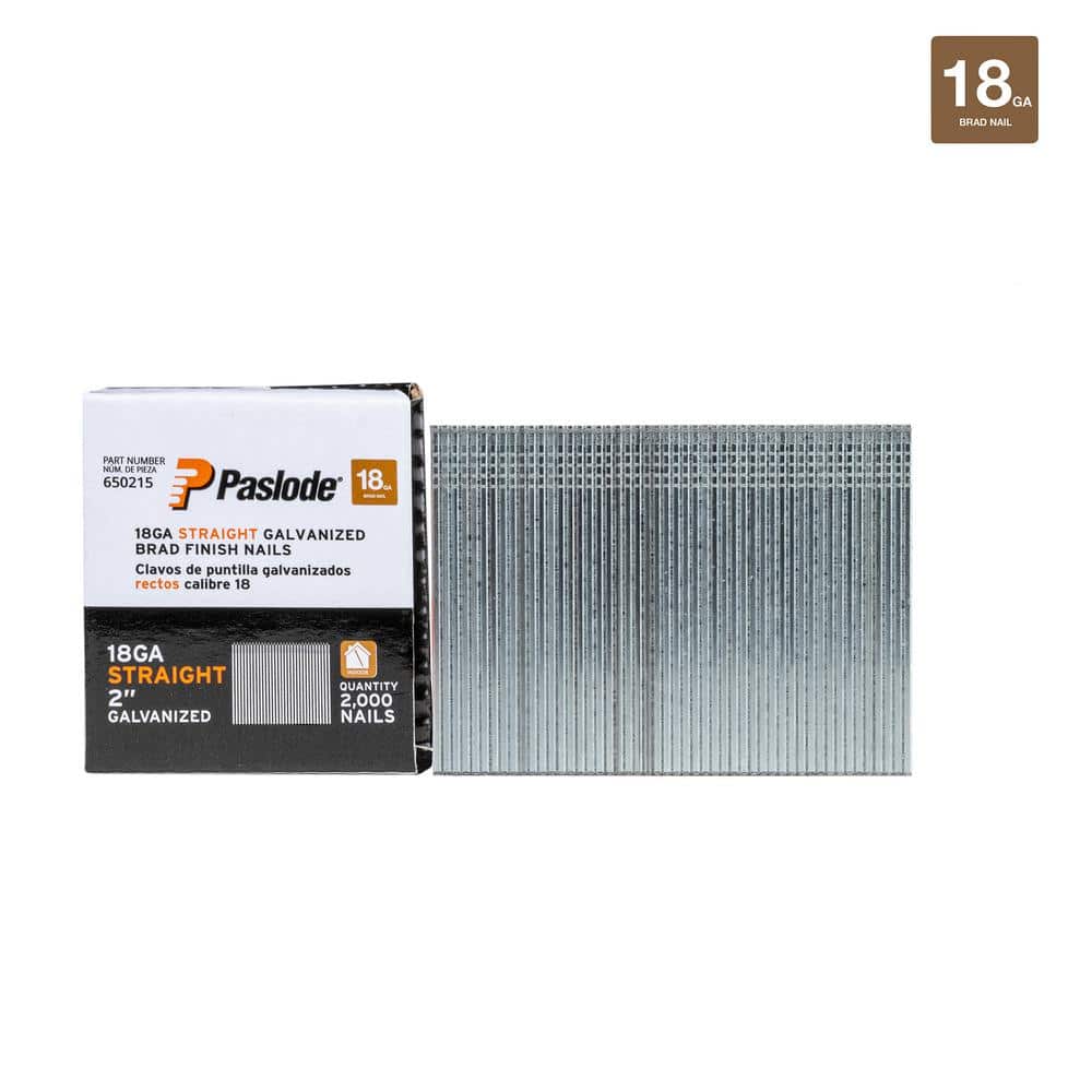 Paslode 2 in. x 18Gauge Galvanized Brad Nails (2000 per Box) 650215 The Home Depot