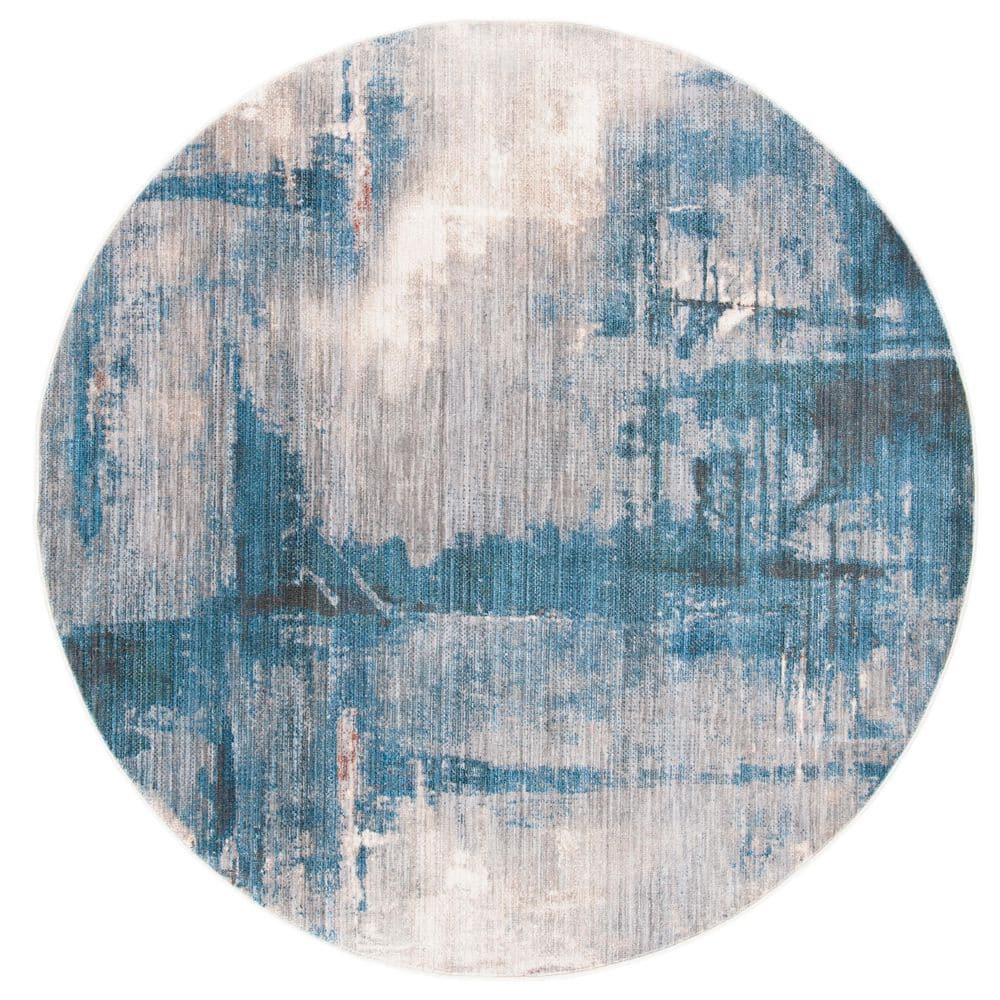 Blue Gray Abstract Rug SAFAVIEH Vintage Persian 5 ft. x 5 ft. Blue/Gray Abstract Marble Round ...