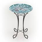 Alpine Corporation 24 in. Tall Outdoor Mosaic Dragonfly Glass Birdbath ...