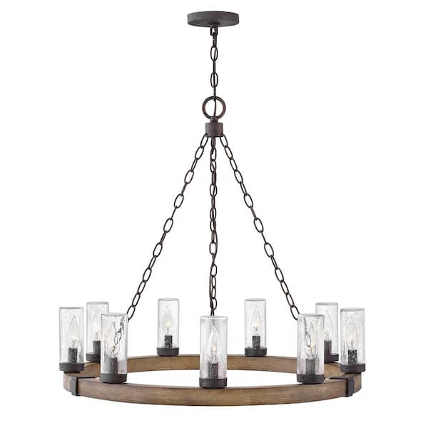 HINKLEY Sawyer 9-Light Sequoia Outdoor Single Tier Chandelier