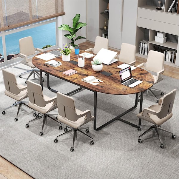 Costway 95 in. Conference Table for 10-12 People 2-Cable