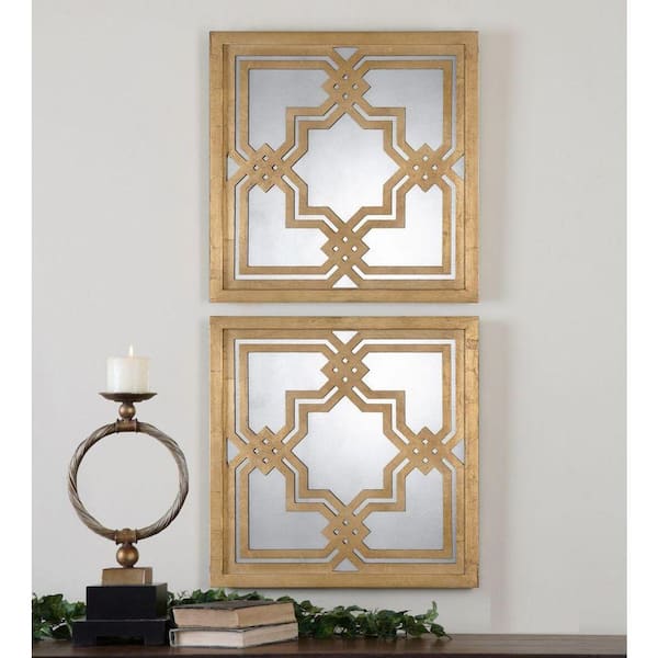 Global Direct 20 in. x 20 in. Gold Wood Framed Mirror (2-Pack)