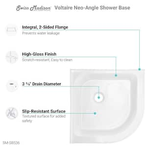 Voltaire 32 in. x 32 in. Single Threshold, Center Drain Shower Base in White