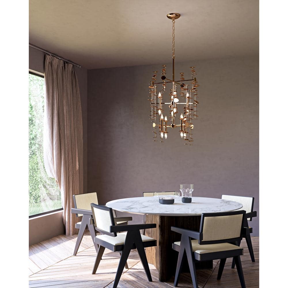 Yukari Polished Brass 16-Light Modern Linear Chandelier
