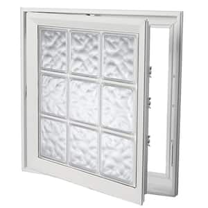 21 in. x 21 in. Left-Hand Acrylic Block Casement Vinyl Window with White Interior and Exterior - Wave Block