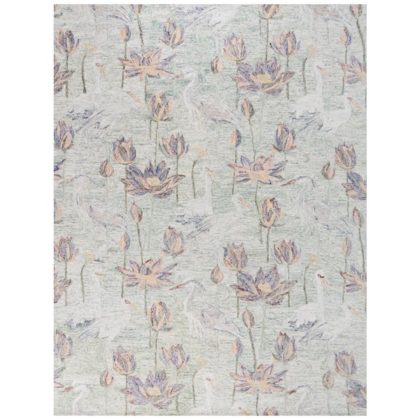 Blossom 8 ft. x 10 ft. Green/Ivory Oversized Floral Area Rug