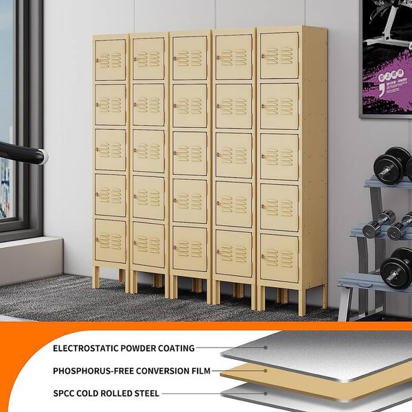 Mlezan 5-Tier Metal Locker with 5-Doors, Storage Locker for Gym