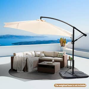 12 ft. Steel Cantilever Offset Outdoor Patio Umbrella with Crank in Beige